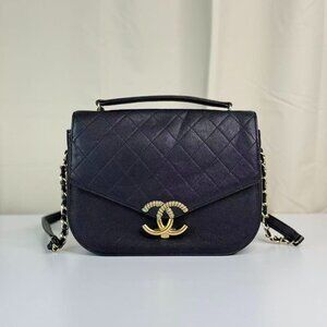 Chanel Black Caviar Leather Shoulder Bag Crossbody Crossbody